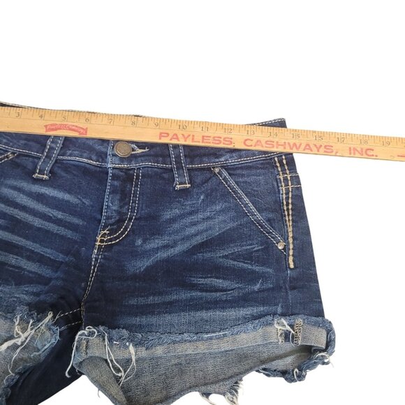 Buckle Daytrip Jean Shorts Lynx Women's 28 Dark Wash Denim Thick Stitch Mid Rise - Picture 9 of 12